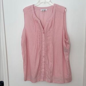 Emily Daniels Blushing Rose Linen Sleeveless Blouse 2X NWT